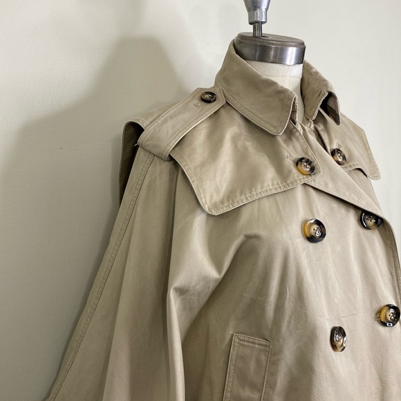 DREAMY DOUBLE BREASTED PONCHO TRENCH COAT 🧥 OPEN SIDES SIZE MEDIUM 100% COTTON - Picture 8 of 17